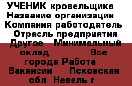 УЧЕНИК кровельщика › Название организации ­ Компания-работодатель › Отрасль предприятия ­ Другое › Минимальный оклад ­ 20 000 - Все города Работа » Вакансии   . Псковская обл.,Невель г.